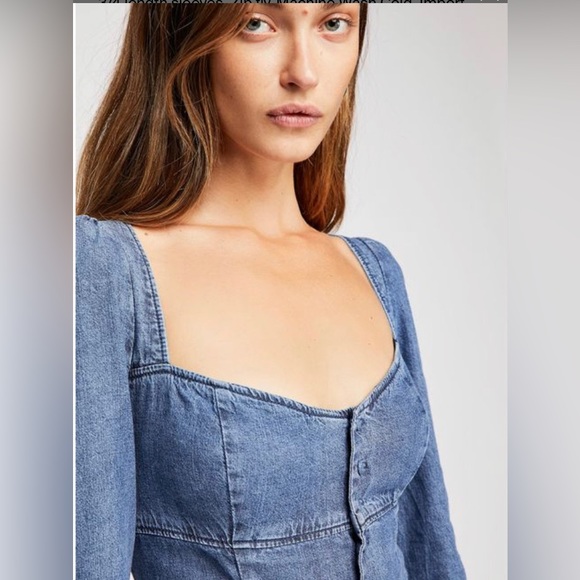 Free People Women's Blue The Violet Jumpsuit, size 10 odd sizing preowned $128 - Picture 4 of 9